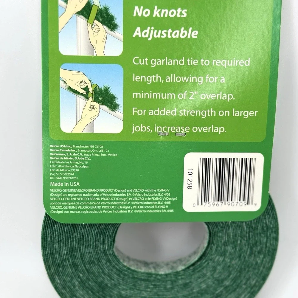 Vintage Velcro Garland Tie 30ft x 1/2in Green Self-Gripping Strap‎ Roll USA NOS